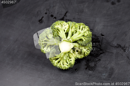 Image of Fresh organic green wet broccoli.