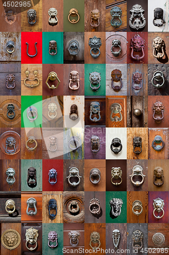 Image of Ancient italian door knockers and handles collection.