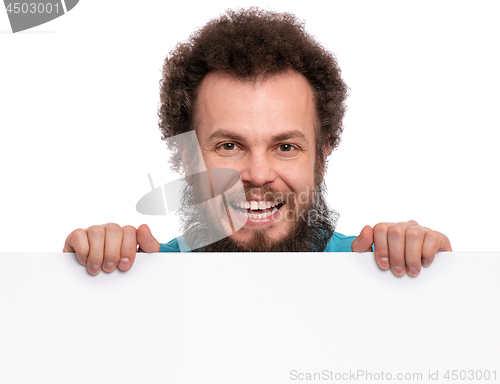 Image of Crazy man with blank signboard