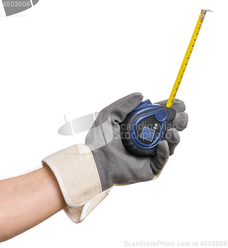 Image of Worker hand with Tape-measure