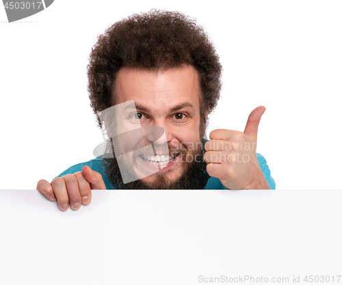 Image of Crazy man with blank signboard