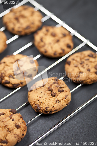 Image of Baking grid with chokolate cookies.