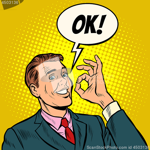Image of OK man businessman. hand gesture okay. success good