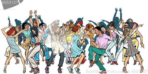 Image of Group of dancing youth, isolate on a white background