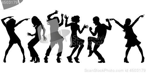 Image of silhouettes collection set. young people dancing. men women boys girls