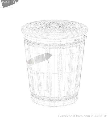Image of 3D wire-frame model of trash can