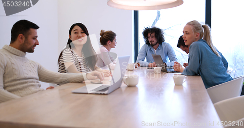 Image of Startup Business Team At A Meeting at modern office building