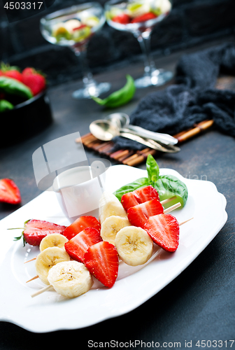 Image of banana with strawberry