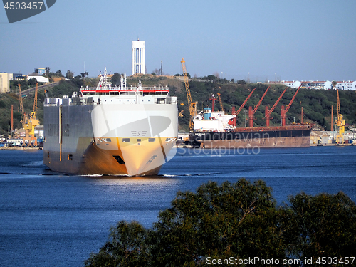 Image of Ships in Harbour Scene.