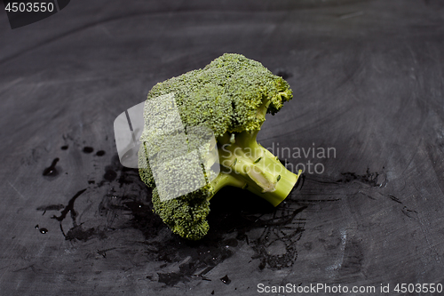 Image of Fresh green wet broccoli.