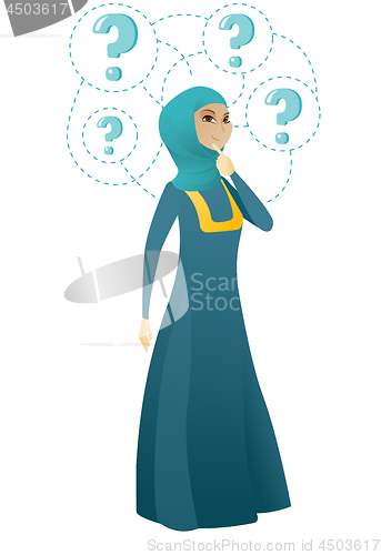 Image of Young business woman thinking vector illustration.