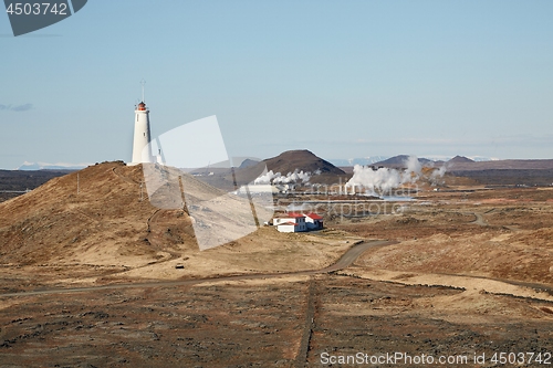 Image of Old White Lighthouse on a hill