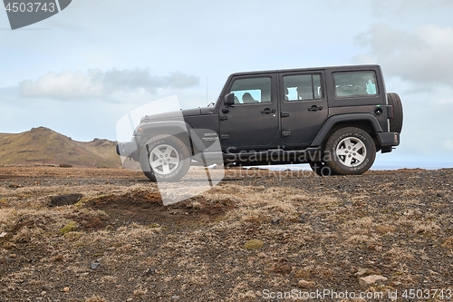 Image of Car on Icelandic terrain, Jeep Wrangler