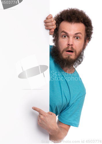 Image of Crazy man with blank signboard