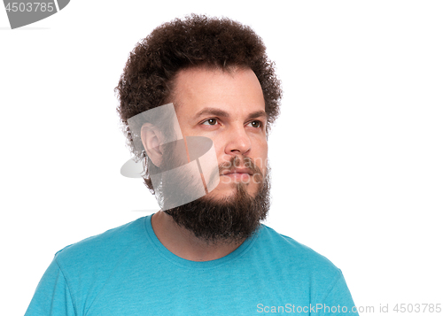 Image of Crazy bearded man emotions and signs