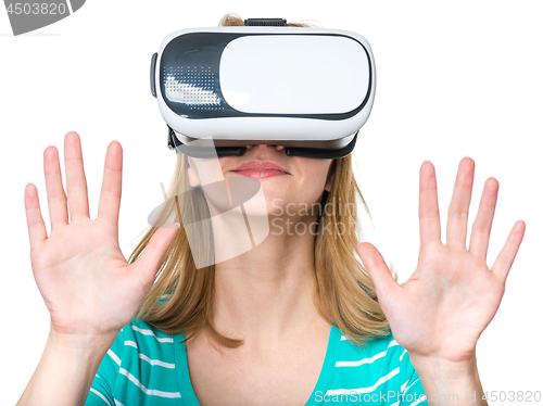 Image of Woman in virtual reality glasses