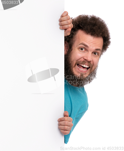 Image of Crazy man with blank signboard