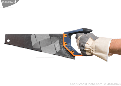 Image of Worker hand with Saw