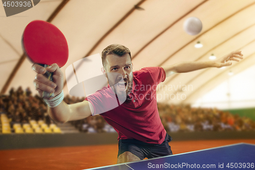 Image of The table tennis player serving