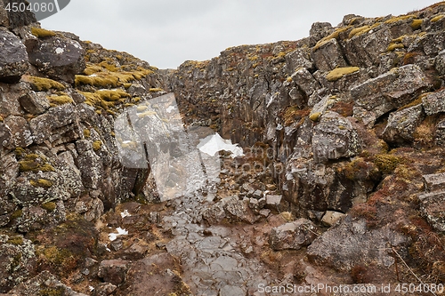 Image of Thingvellir landscape in Iceland with rocky terrain