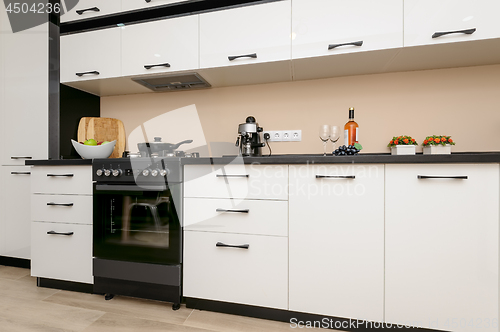 Image of Modern black and white kitchen