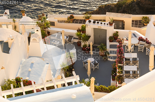 Image of Fira village street view at Santorini island, Greece