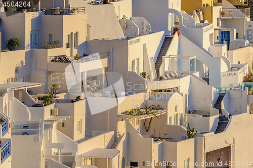 Image of Fira village street view at Santorini island, Greece