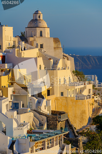 Image of Fira village street view at Santorini island, Greece