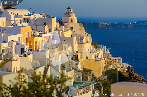 Image of Fira village street view at Santorini island, Greece