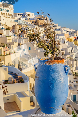 Image of Fira village street view at Santorini island, Greece