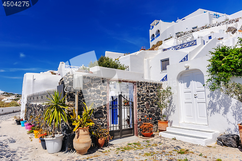 Image of Fira village street view at Santorini island, Greece