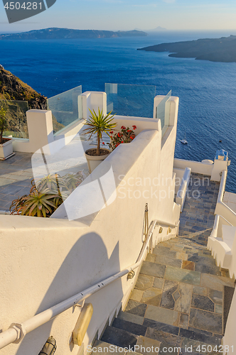 Image of Fira village street view at Santorini island, Greece