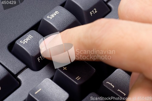 Image of Finger pressing Spell button

