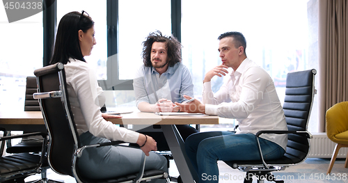 Image of Startup Business Team At A Meeting at modern office building