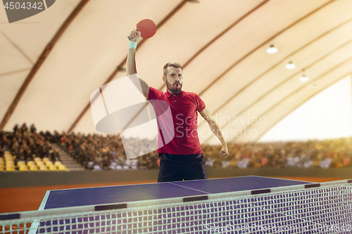 Image of The table tennis player celebrating victory