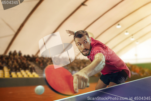 Image of The table tennis player serving