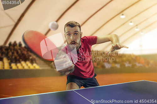 Image of The table tennis player serving