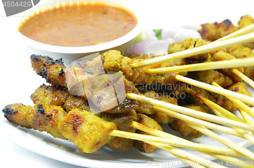 Image of Chicken satay with peanut sauce