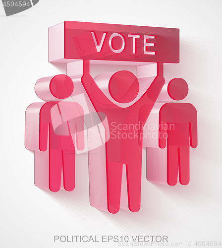 Image of Political icon: extruded Red Transparent Plastic Election Campaign, EPS 10 vector.