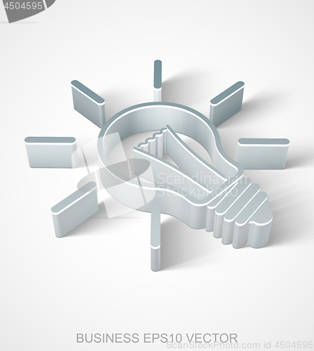 Image of Business icon: extruded Metallic Light Bulb, EPS 10 vector.