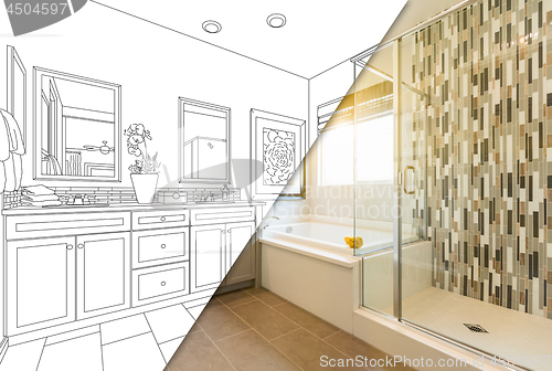 Image of Custom Master Bahroom Design Drawing with Cross Section of Finis