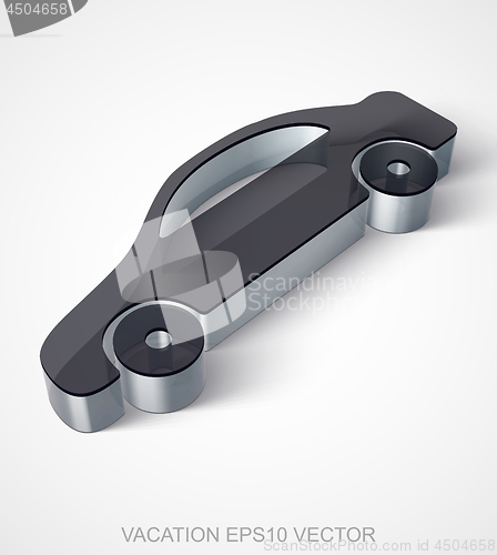 Image of Vacation icon: extruded Black Transparent Plastic Car, EPS 10 vector.
