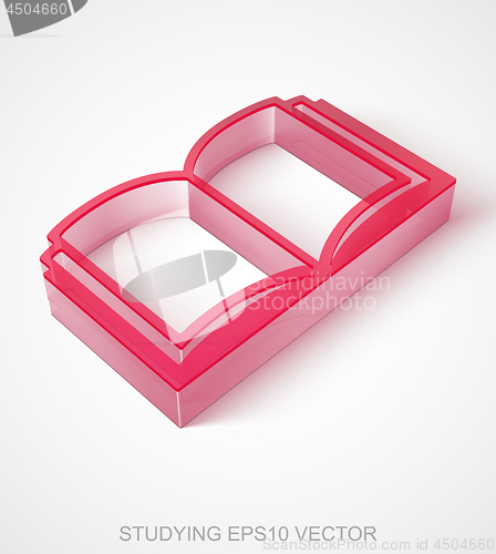 Image of Learning icon: extruded Red Transparent Plastic Book, EPS 10 vector.
