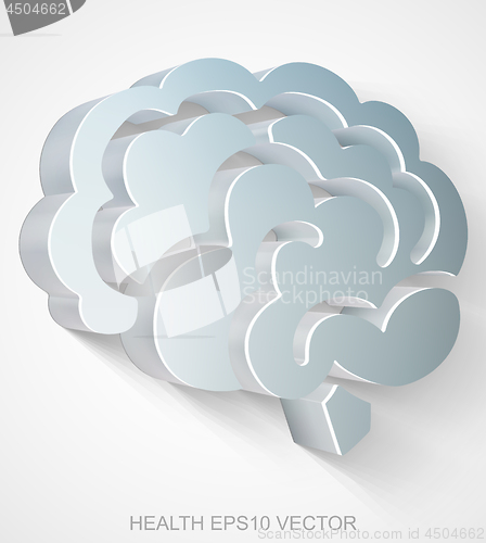 Image of Medicine icon: extruded Metallic Brain, EPS 10 vector.