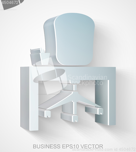 Image of Business icon: extruded Metallic Office, EPS 10 vector.