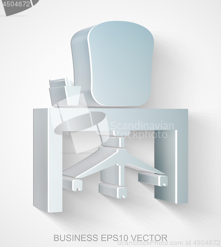 Image of Business icon: extruded Metallic Office, EPS 10 vector.