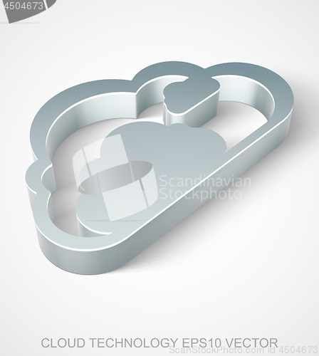 Image of Cloud computing icon: extruded Metallic Cloud, EPS 10 vector.