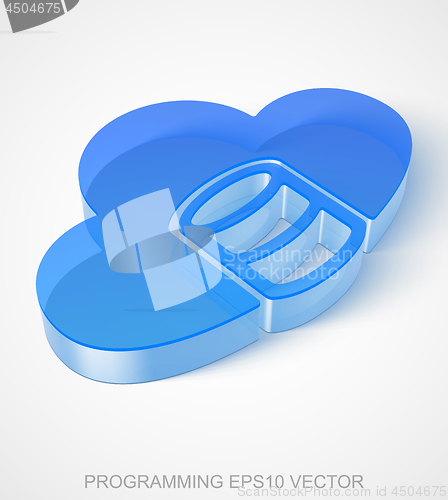 Image of Software icon: extruded Blue Transparent Plastic Database With Cloud, EPS 10 vector.