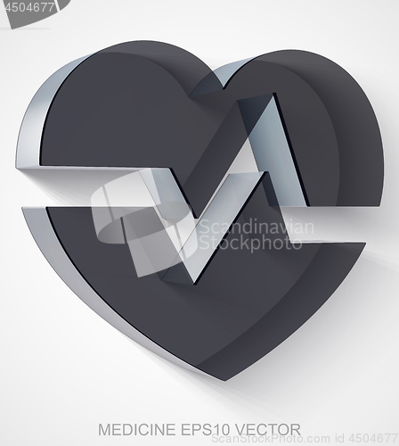 Image of Healthcare icon: extruded Black Transparent Plastic Heart, EPS 10 vector.