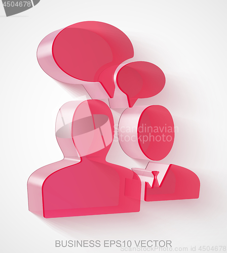 Image of Finance icon: extruded Red Transparent Plastic Business Meeting, EPS 10 vector.